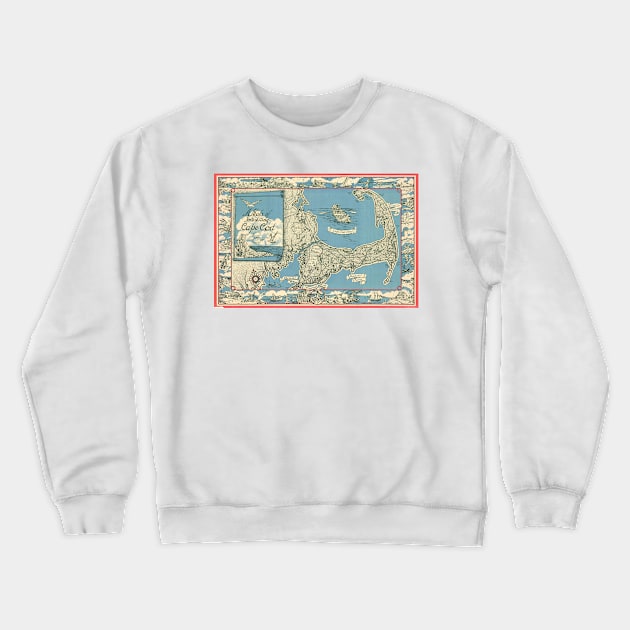 Vintage Map of Cape Cod (1945) Crewneck Sweatshirt by Bravuramedia